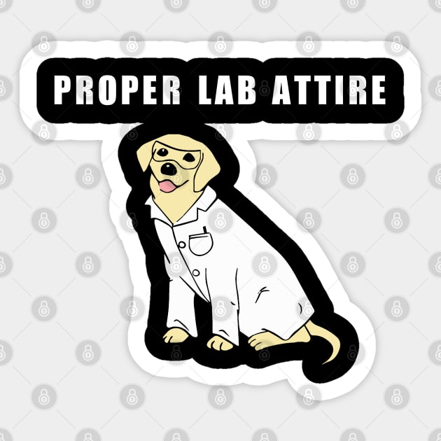 Proper Lab Attire| Funny Science Dog Sticker by HuhWhatHeyWhoDat